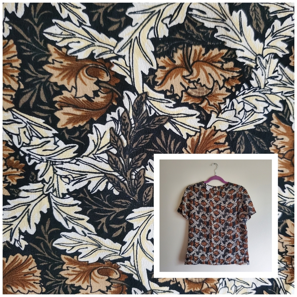 Vintage 90s Petite Sophisticate William Morris Print 100% Silk Blouse Size 4